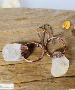 citrine electroformed copper earrings