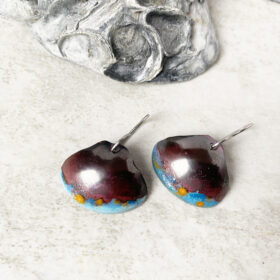 copper enamel shell earrings