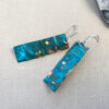copper verdigris patina long rectangle earrings