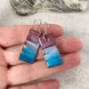 aqua blue rectangle enamel earrings
