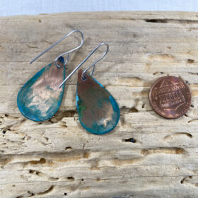rustic copper oval patina verdigris earrings
