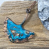 copper electoformed ginkgo leaf with blue patina mecklace