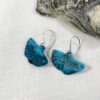 blue copper patina ginkgo leaf earrings