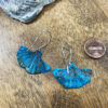 blue copper patina verdigris ginkgo leaf earrings