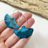blue copper patina ginkgo leaf earrings