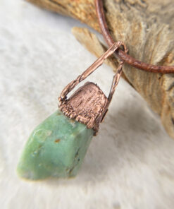 green chalcedony electroformed copper necklace