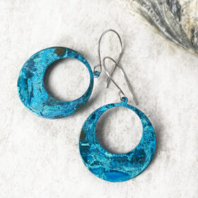 blue copper patina large hoop earrings
