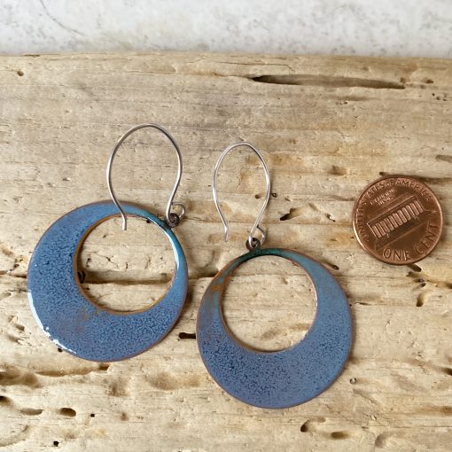 blue and yellow large hoop earrings