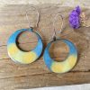 blue and yellow large hoop earrings