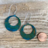 BLUE green copper patina round hoop earrings verdigris