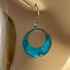 BLUE copper patina round hoop earrings verdigris