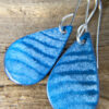 blue waves enamel teardrop earrings - enameled copper