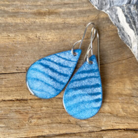 blue waves oval enamel earrings