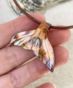 flame painted copper whale tail necklace