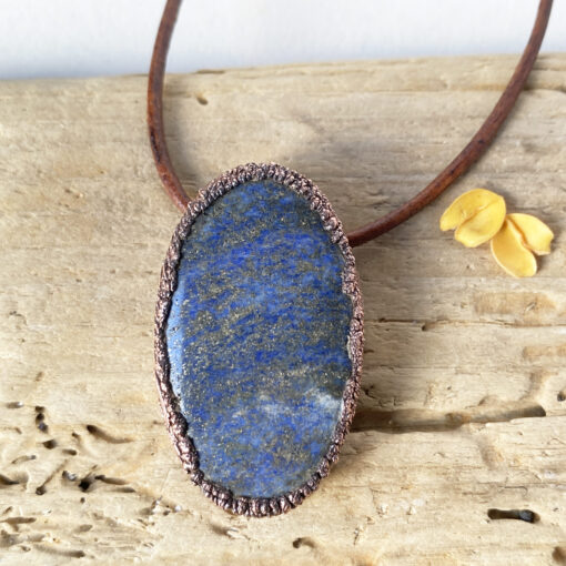 Lapis lazuli electroformed copper pendant