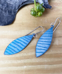 blue wave enamel earrings