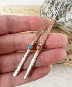 copper and silver bar spiny oyster shell earrings