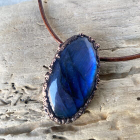 blue labradorite electroformed copper pendant