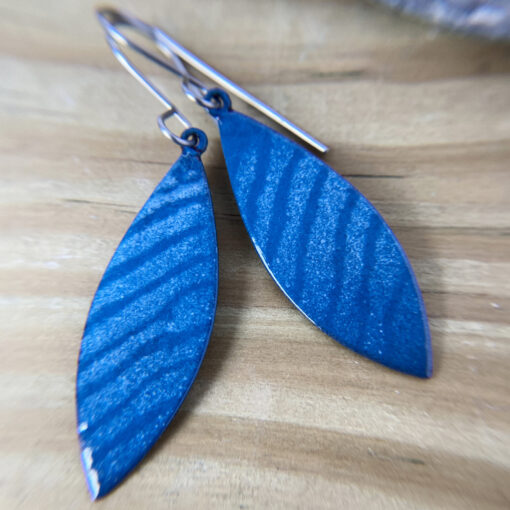 blue enamel wave earrings