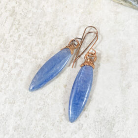 blue kyanite electroformed copper earrings