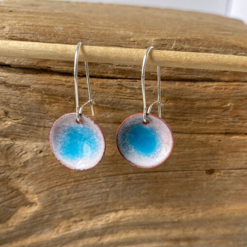 blue and white pod earrings