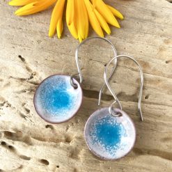 blue enamel circle earrings