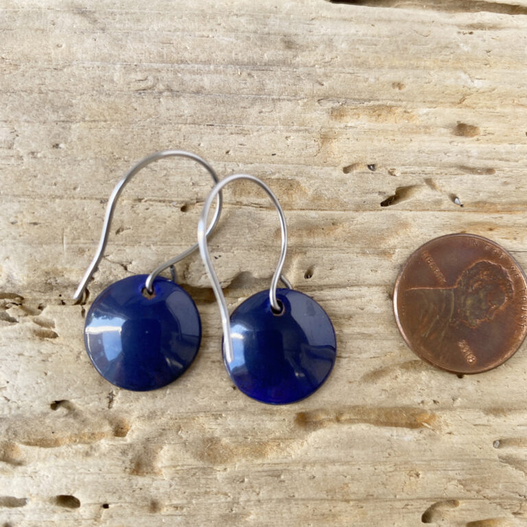 Blue Enamel Circle Earrings - Basket of Blue