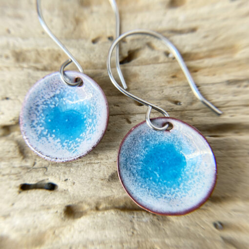 circular blue enamel earrings
