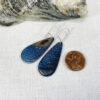 blue and white enamel long oval earrings