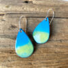 blue green oval enamel earrings