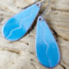 blue long oval enamel earrings
