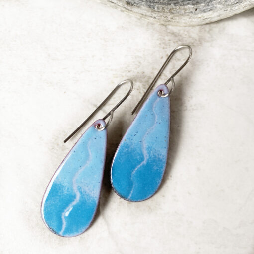 tonal blue long oval earrings