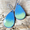 blue green oval enamel earrings