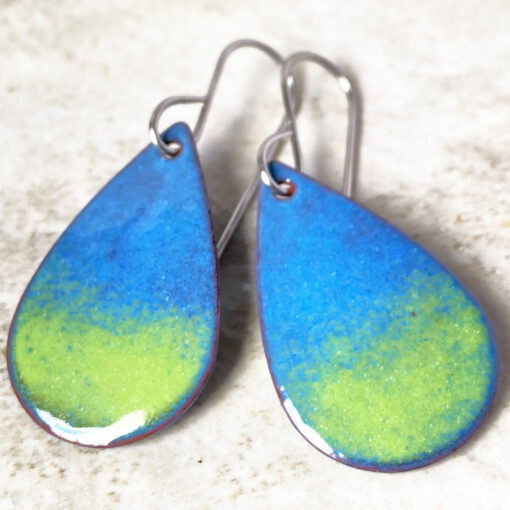 oval blue green earrings