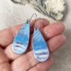 rustic blue enameled copper oval earrings