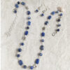 blue sodalite silver long beaded necklace pewter beads