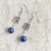 blue sodalite silver long beaded necklace with free earrings
