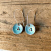 tiny blue round pod earrings - enameled copper