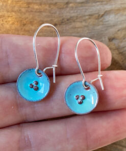 tiny blue round pod earrings