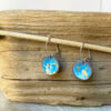 blue round bowl 24k enamel earrings