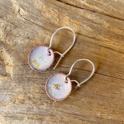 round enamel 24k earrings with gold flakes
