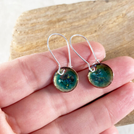 green round enamel earrings