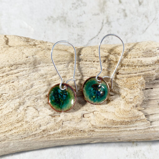 green round enamel earrings
