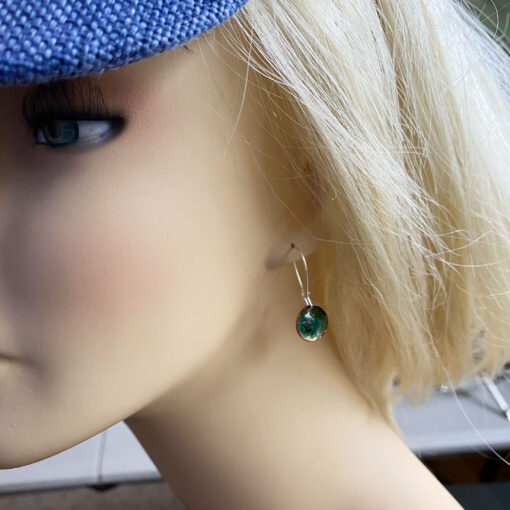 green circle enamel earrings