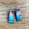 enameled copper rustic blue ocean rectangle earrings