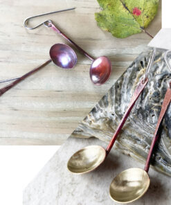 copper ladle earrings sauna kuuppa mixed metal spoon