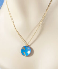 blue enamel bowl 24k gold pendant