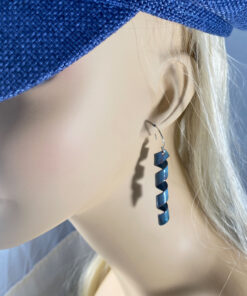 blue enamel corkscrew earrings