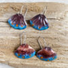 blue copper shell earrings enameled copper