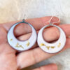large white enamel hoops with 24K gold earrings